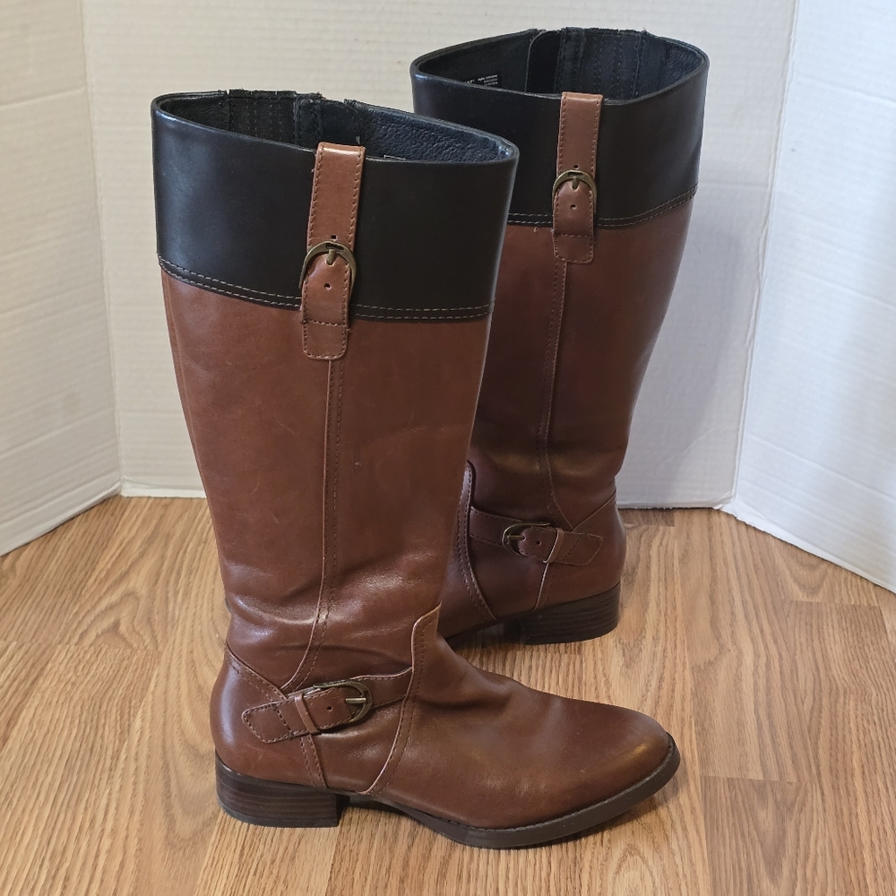 Ariat York Tall Riding Boots Women's 7.5B Brown Leather Equestrian Knee High Zip